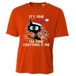 Christmas Black Cat ItS Fine IM Fine Everything Is Fine Great Gift Cooling Performance Crew T-Shirt