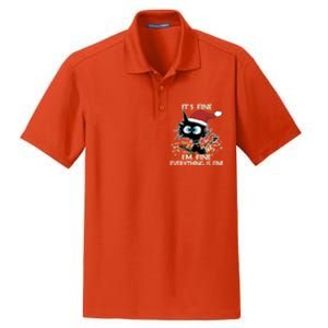 Christmas Black Cat ItS Fine IM Fine Everything Is Fine Great Gift Dry Zone Grid Polo