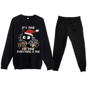 Christmas Black Cat ItS Fine IM Fine Everything Is Fine Great Gift Premium Crewneck Sweatsuit Set