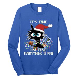 Christmas Black Cat ItS Fine IM Fine Everything Is Fine Great Gift Long Sleeve Shirt