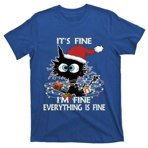 Christmas Black Cat ItS Fine IM Fine Everything Is Fine Great Gift T-Shirt