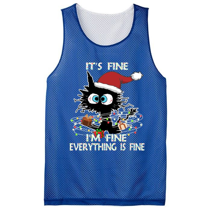 Christmas Black Cat ItS Fine IM Fine Everything Is Fine Great Gift Mesh Reversible Basketball Jersey Tank