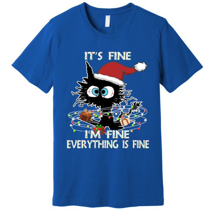 Christmas Black Cat ItS Fine IM Fine Everything Is Fine Great Gift Premium T-Shirt