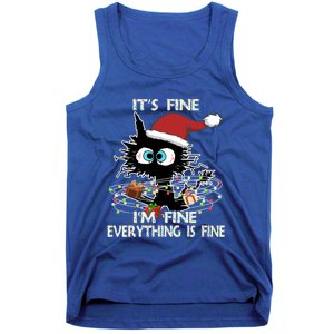 Christmas Black Cat ItS Fine IM Fine Everything Is Fine Great Gift Tank Top