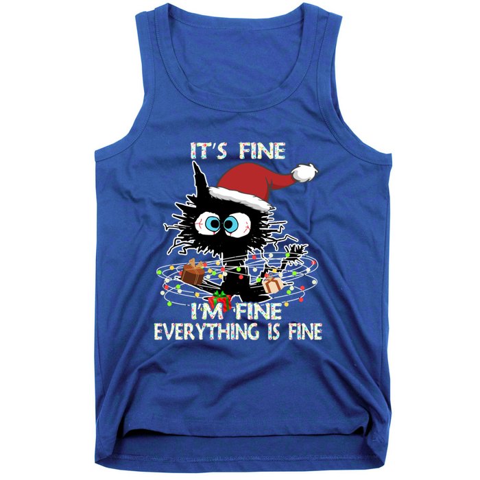 Christmas Black Cat ItS Fine IM Fine Everything Is Fine Great Gift Tank Top