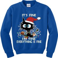 Christmas Black Cat ItS Fine IM Fine Everything Is Fine Great Gift Kids Sweatshirt