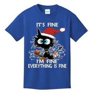 Christmas Black Cat ItS Fine IM Fine Everything Is Fine Great Gift Kids T-Shirt