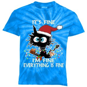 Christmas Black Cat ItS Fine IM Fine Everything Is Fine Great Gift Kids Tie-Dye T-Shirt