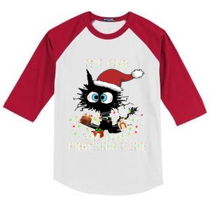 Christmas Black Cat ItS Fine IM Fine Everything Is Fine Great Gift Kids Colorblock Raglan Jersey