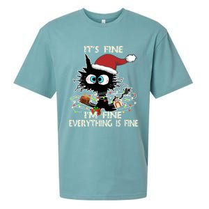 Christmas Black Cat ItS Fine IM Fine Everything Is Fine Great Gift Sueded Cloud Jersey T-Shirt