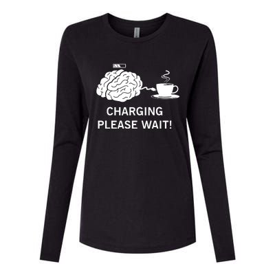 Charging Brain Coffee Womens Cotton Relaxed Long Sleeve T-Shirt