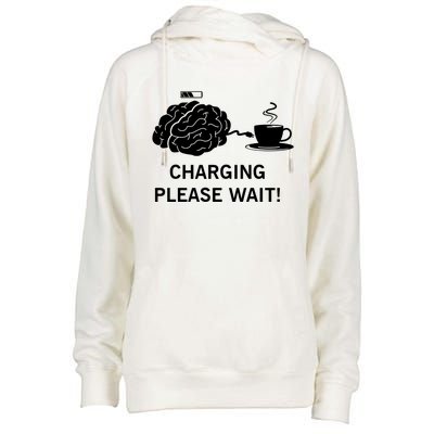 Charging Brain Coffee Womens Funnel Neck Pullover Hood