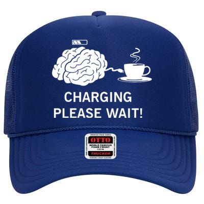 Charging Brain Coffee High Crown Mesh Back Trucker Hat