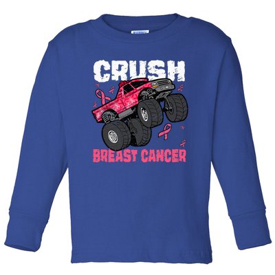 Crush Breast Cancer Monster Truck Toddler Long Sleeve Shirt