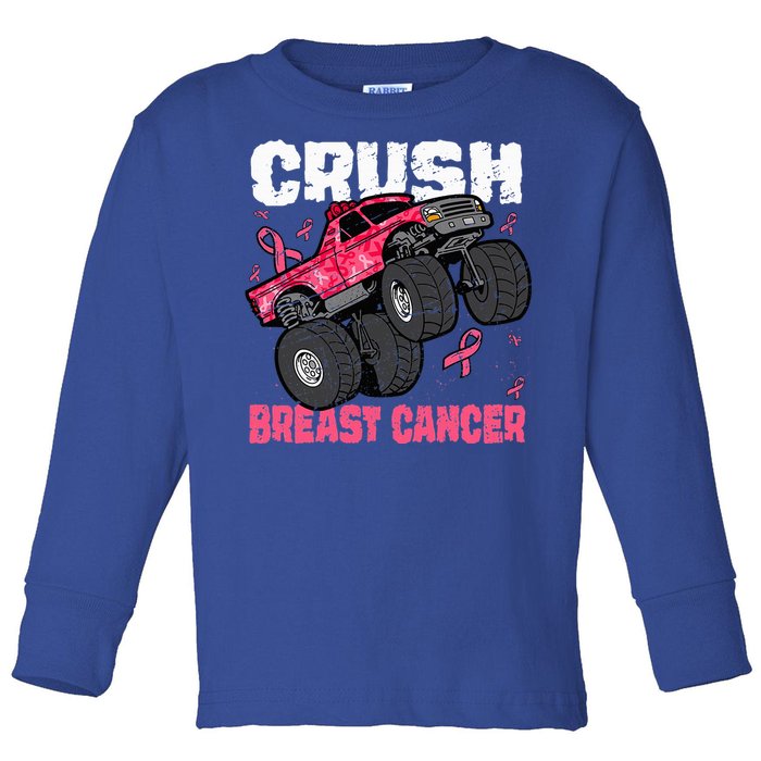 Crush Breast Cancer Monster Truck Toddler Long Sleeve Shirt