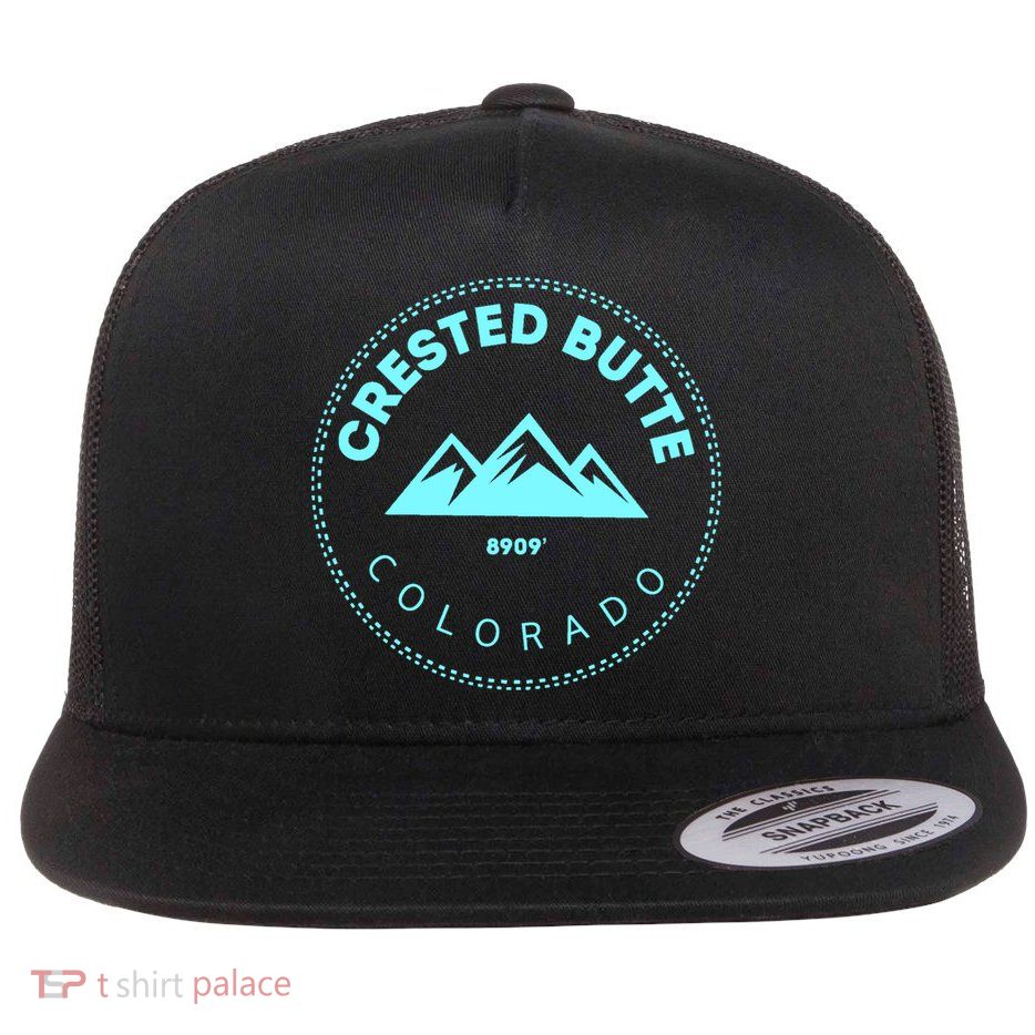 Crested Butte Colorado Mountain Town Elevated Co Skiing Gift Flatbill Hat