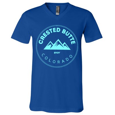 Crested Butte Colorado Mountain Town Elevated Co Skiing Gift V-Neck T-Shirt