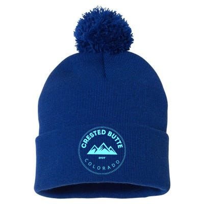 Crested Butte Colorado Mountain Town Elevated Co Skiing Gift Pom Pom 12in Knit Beanie