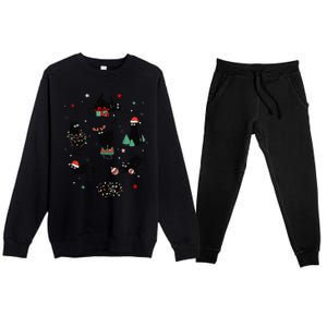 Christmas Black Cats Premium Crewneck Sweatsuit Set