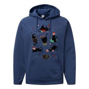 Christmas Black Cats Performance Fleece Hoodie