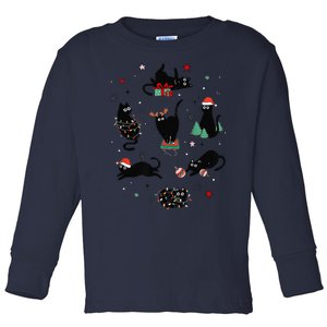 Christmas Black Cats Toddler Long Sleeve Shirt