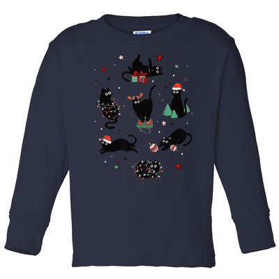 Christmas Black Cats Toddler Long Sleeve Shirt