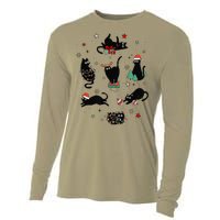 Christmas Black Cats Cooling Performance Long Sleeve Crew