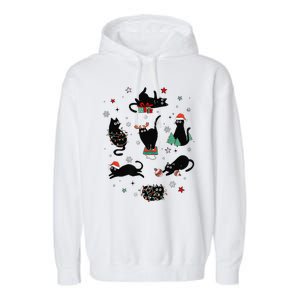 Christmas Black Cats Garment-Dyed Fleece Hoodie