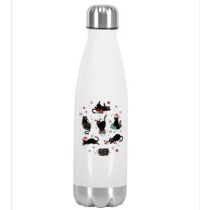 Christmas Black Cats Stainless Steel Insulated Water Bottle