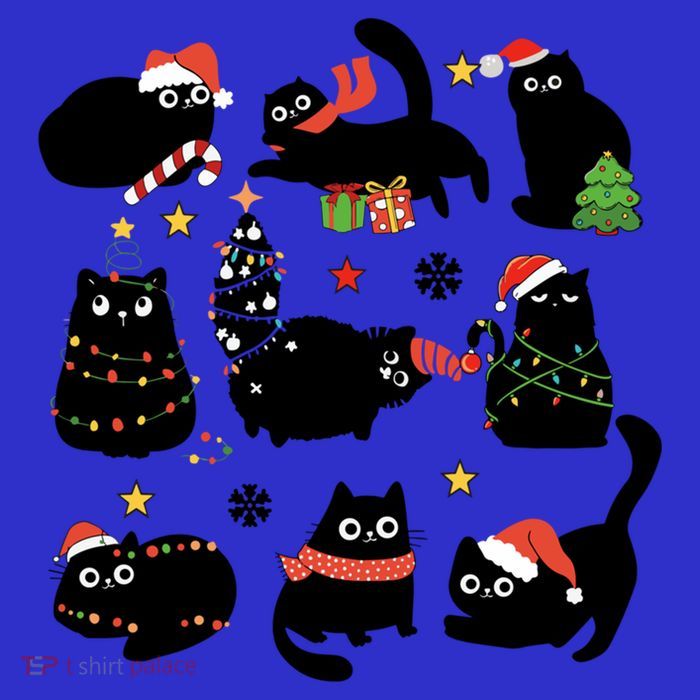 Cute Black Cat Christmas Ornats Lights Xmas Pajamas Gift Tall T-Shirt