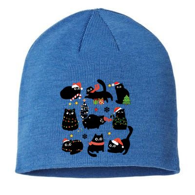 Cute Black Cat Christmas Ornats Lights Xmas Pajamas Gift Sustainable Beanie