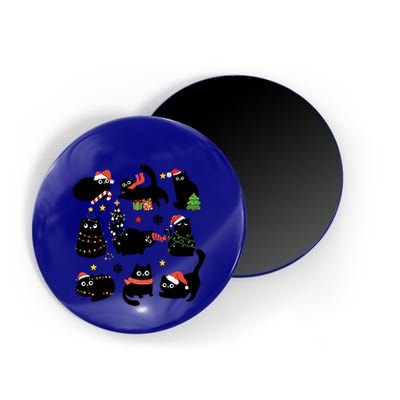 Cute Black Cat Christmas Ornats Lights Xmas Pajamas Gift Magnet