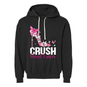 Crush Breast Cancer Awareness Bling Pink Ribbon Garment-Dyed Fleece Hoodie