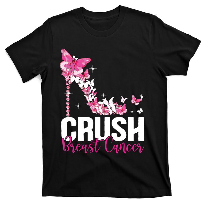 Crush Breast Cancer Awareness Bling Pink Ribbon T-Shirt