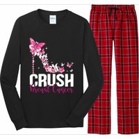 Crush Breast Cancer Awareness Bling Pink Ribbon Long Sleeve Pajama Set