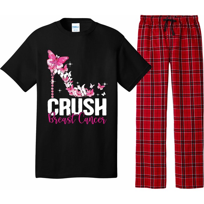 Crush Breast Cancer Awareness Bling Pink Ribbon Pajama Set