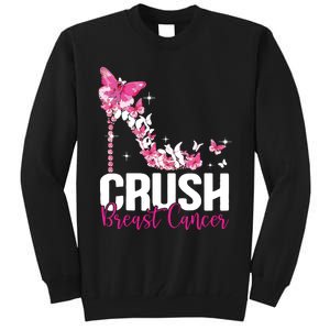 Crush Breast Cancer Awareness Bling Pink Ribbon Tall Sweatshirt