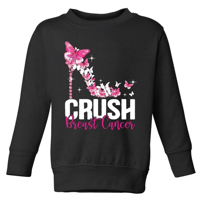 Crush Breast Cancer Awareness Bling Pink Ribbon Toddler Sweatshirt