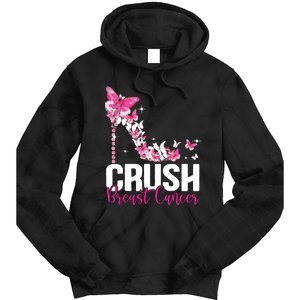 Crush Breast Cancer Awareness Bling Pink Ribbon Tie Dye Hoodie