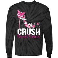 Crush Breast Cancer Awareness Bling Pink Ribbon Tie-Dye Long Sleeve Shirt