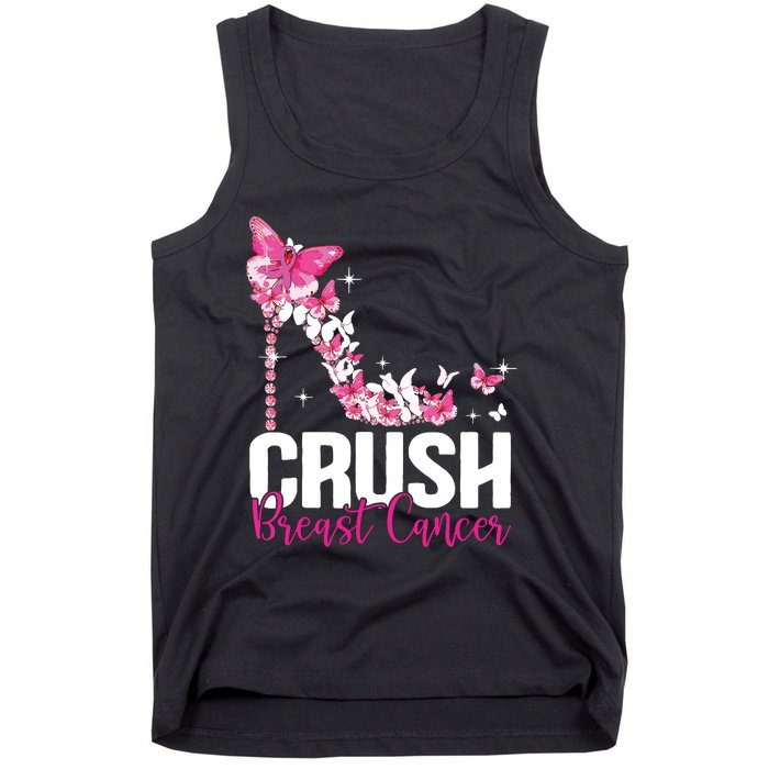 Crush Breast Cancer Awareness Bling Pink Ribbon Tank Top