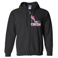 Crush Breast Cancer Awareness Bling Pink Ribbon Full Zip Hoodie