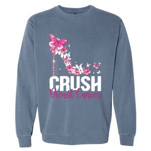 Crush Breast Cancer Awareness Bling Pink Ribbon Garment-Dyed Sweatshirt