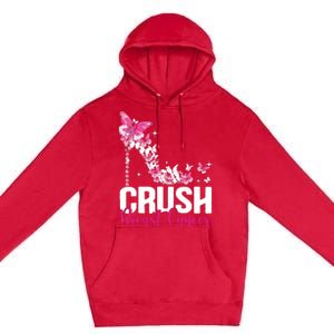 Crush Breast Cancer Awareness Bling Pink Ribbon Premium Pullover Hoodie