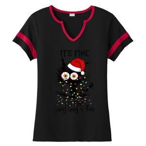 Christmas Black Cat ItS Fine IM Fine Everything Is Fine Gift Ladies Halftime Notch Neck Tee