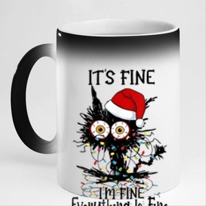 Christmas Black Cat ItS Fine IM Fine Everything Is Fine Gift 11oz Black Color Changing Mug