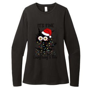 Christmas Black Cat ItS Fine IM Fine Everything Is Fine Gift Womens CVC Long Sleeve Shirt