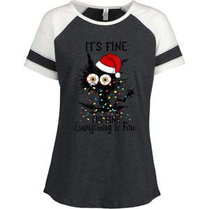 Christmas Black Cat ItS Fine IM Fine Everything Is Fine Gift Enza Ladies Jersey Colorblock Tee