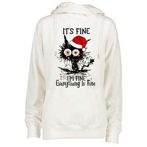 Christmas Black Cat ItS Fine IM Fine Everything Is Fine Gift Womens Funnel Neck Pullover Hood