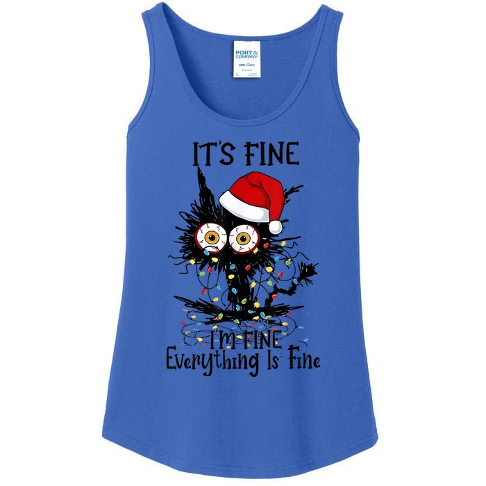 Christmas Black Cat ItS Fine IM Fine Everything Is Fine Gift Ladies Essential Tank